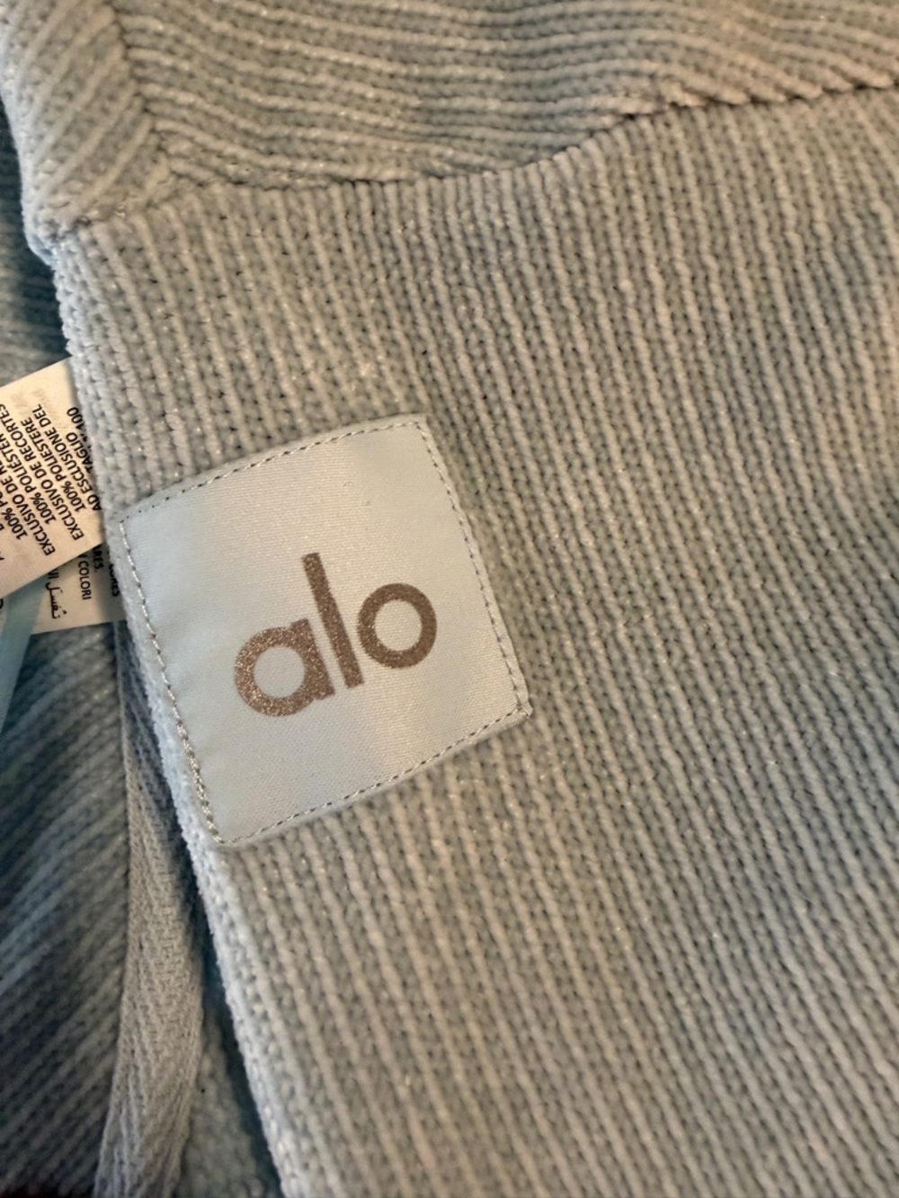 ALO Yoga Light Mint Waffle Knit V-Neck Top - Picture 3 of 5